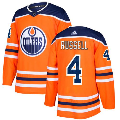 Adidas Men Edmonton Oilers #4 Kris Russell Orange Home Authentic Stitched NHL Jersey